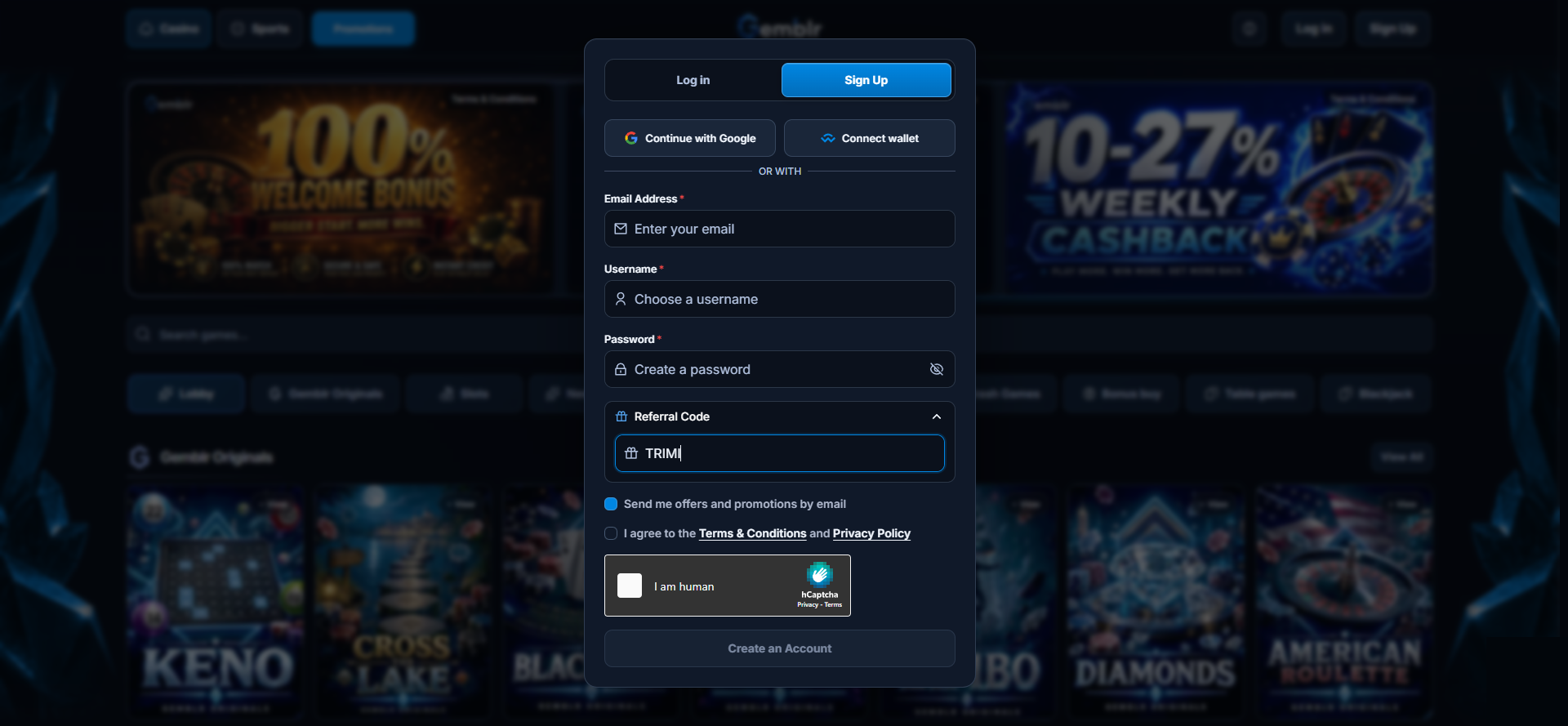 Gemblr signup